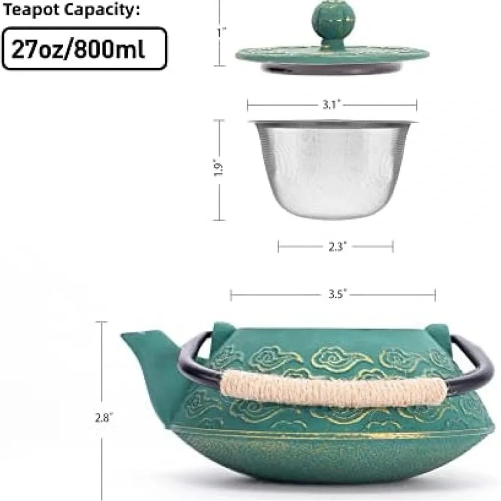 Cast Iron/Japanese Tea Pot With Infuser For Loose Leaf/Green - Picture 9 of 15